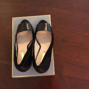 Women’s Black Leather and suede open toe pump